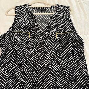 INC International Concepts Monochrome Zigzag Sleeveless Blouse